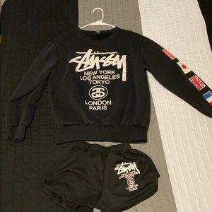 Stussy hoodie/ shorts set